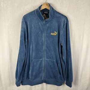 Puma ESS+ Minimal Gold Velour Track Jacket Blue Horizon Sz Large 680016 NWT